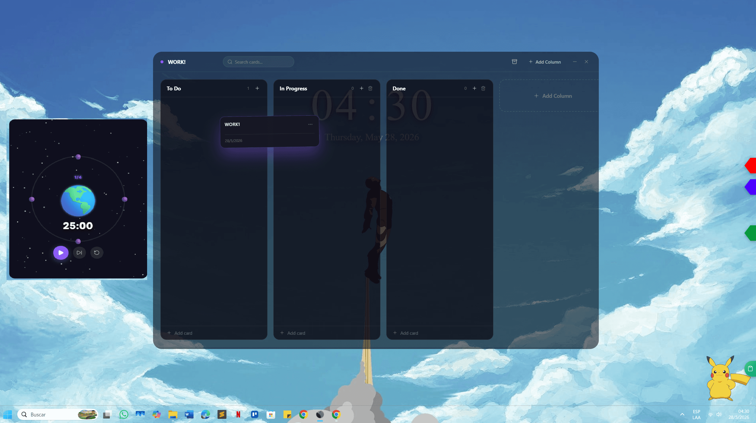 Integrated Kanban & Pomodoro